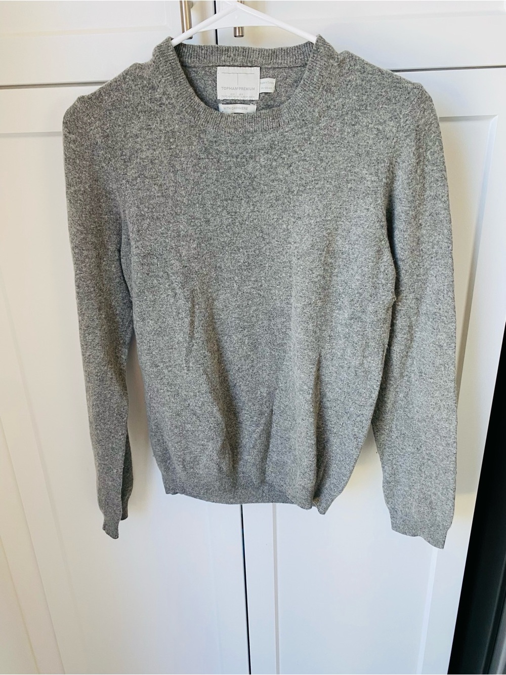 Topshop men’s cashmere grey sweater size small gray long sleeve